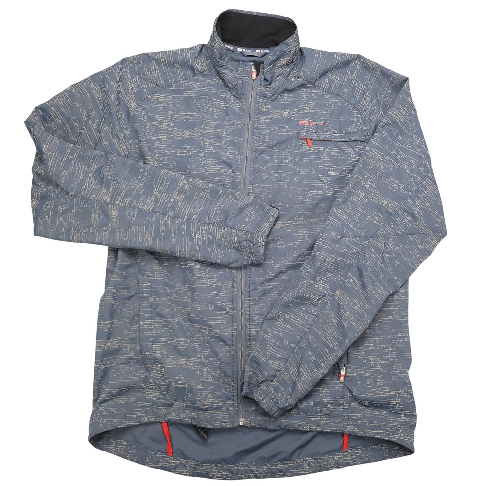 Sugoi Jacket Mens Large Gray Full Zip Cycling Windbreaker Softshell Athletic